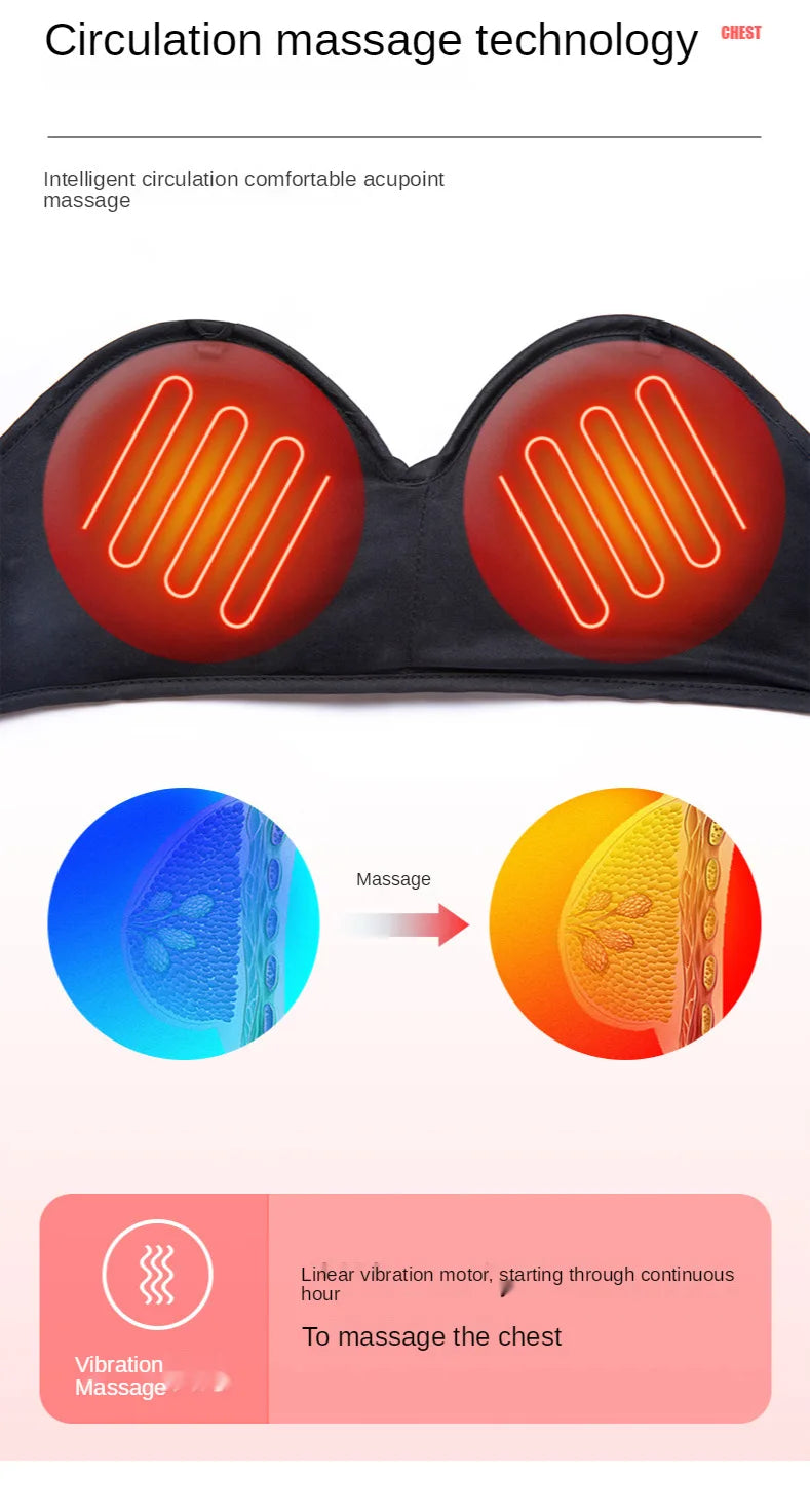 Wireless Vibration Electric Massager – Hot Compress Bra for Chest Care & Breast Firming