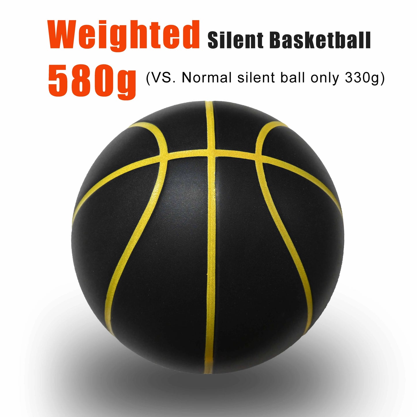 Silent Indoor Basketball – Airless Foam Dribbling Ball, Size 7/6/5 with Grooved Quiet Training Design