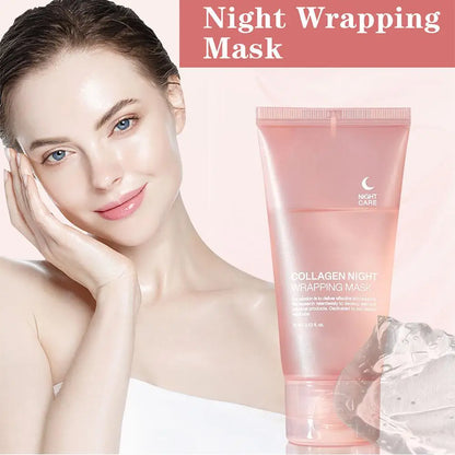 Hydrolyzed Collagen Overnight Facial Mask - Peel-Off Hydrating & Firming Mask, Reduces Sagging & Dullness, Boosts Elasticity