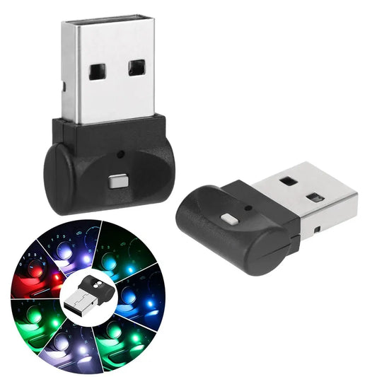 Mini USB RGB LED Car Foot Light - 7 Colors Auto Interior Atmosphere Decorative Lamp, Plug and Play Emergency Lighting