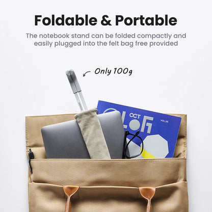 UGREEN Foldable Aluminum Laptop Stand - Vertical Notebook Holder for MacBook Pro Air, Tablet & Phone Support
