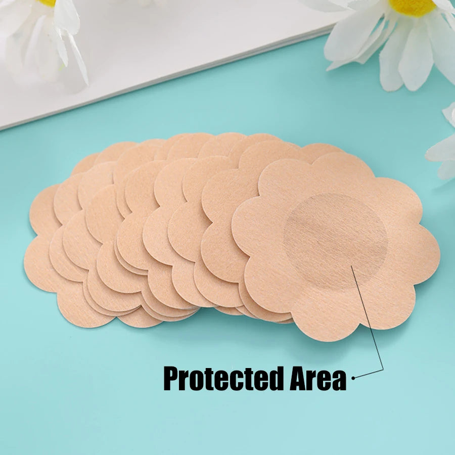 100PC Disposable Cloth Nipple Covers – Invisible Bra Pasties, Breast Petals & Chest Stickers for Women