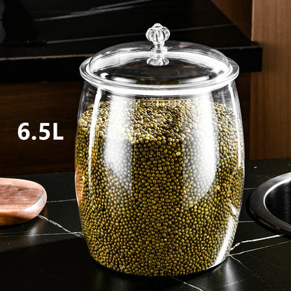 Plastic Food Storage Jar with Airtight Lid - 2.2/3.8/6.5L Flour, Grains, Candy & Cookie Canister