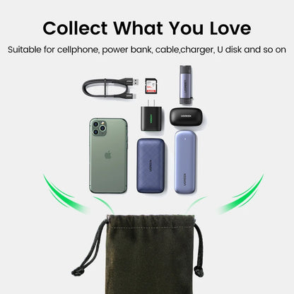 UGREEN Power Bank Storage Pouch - Phone, Earphone, Charger & Cable Organizer Bag for iPhone Samsung Xiaomi Accessories