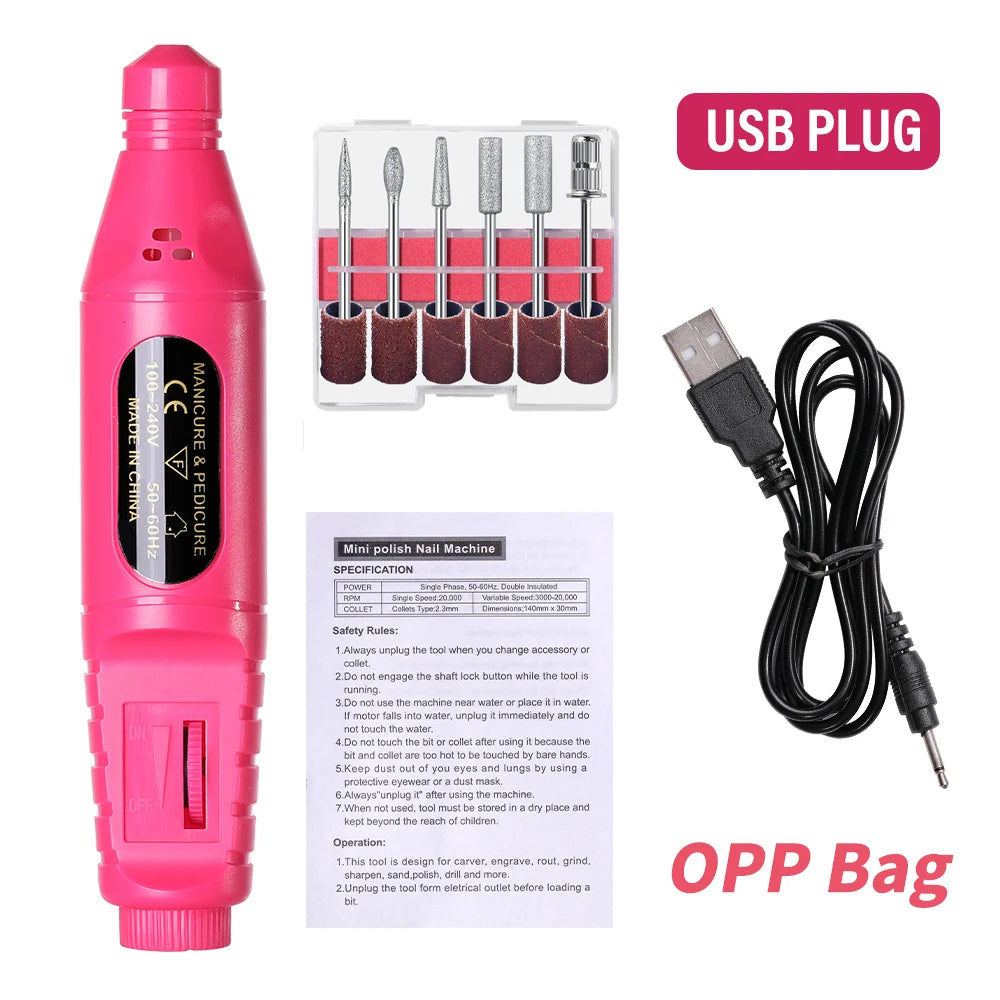LINMANDA 6-in-1 Electric Nail Drill Kit – Portable Manicure Machine for Nail Filing, Polishing & Removal Tools