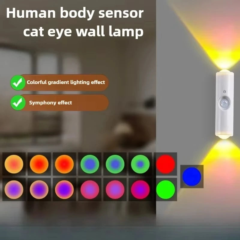 Smart RGB Gradient Night Light - Magnetic Motion Sensor Rechargeable Wall Lamp for Bedroom, Bathroom & Closet