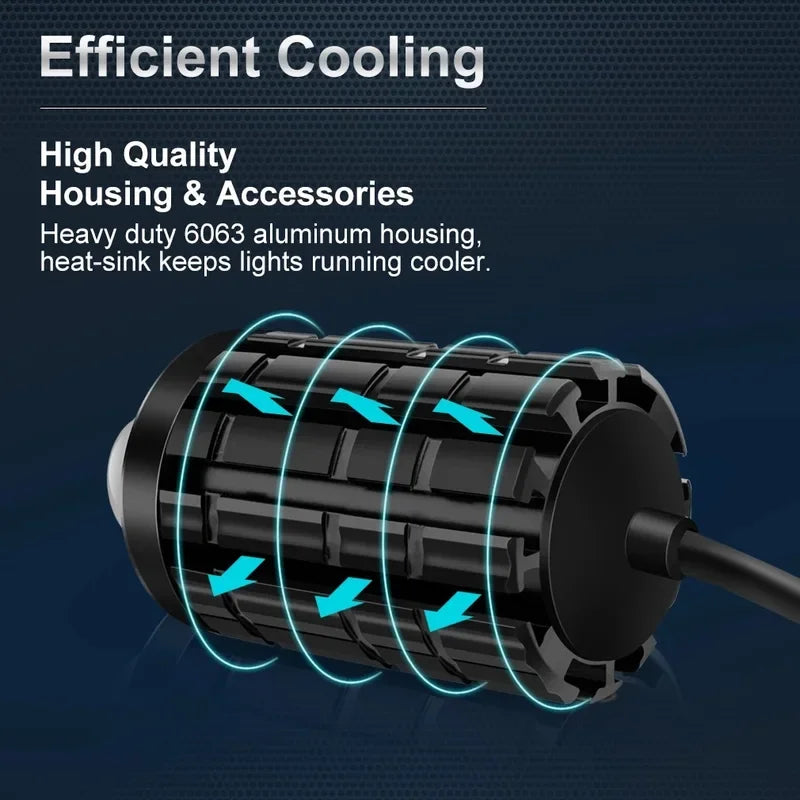 LED Motorcycle Spotlight With Switch - Super Bright Projector Headlight Fisheye Lens Moto Fog Lamp Driving Light