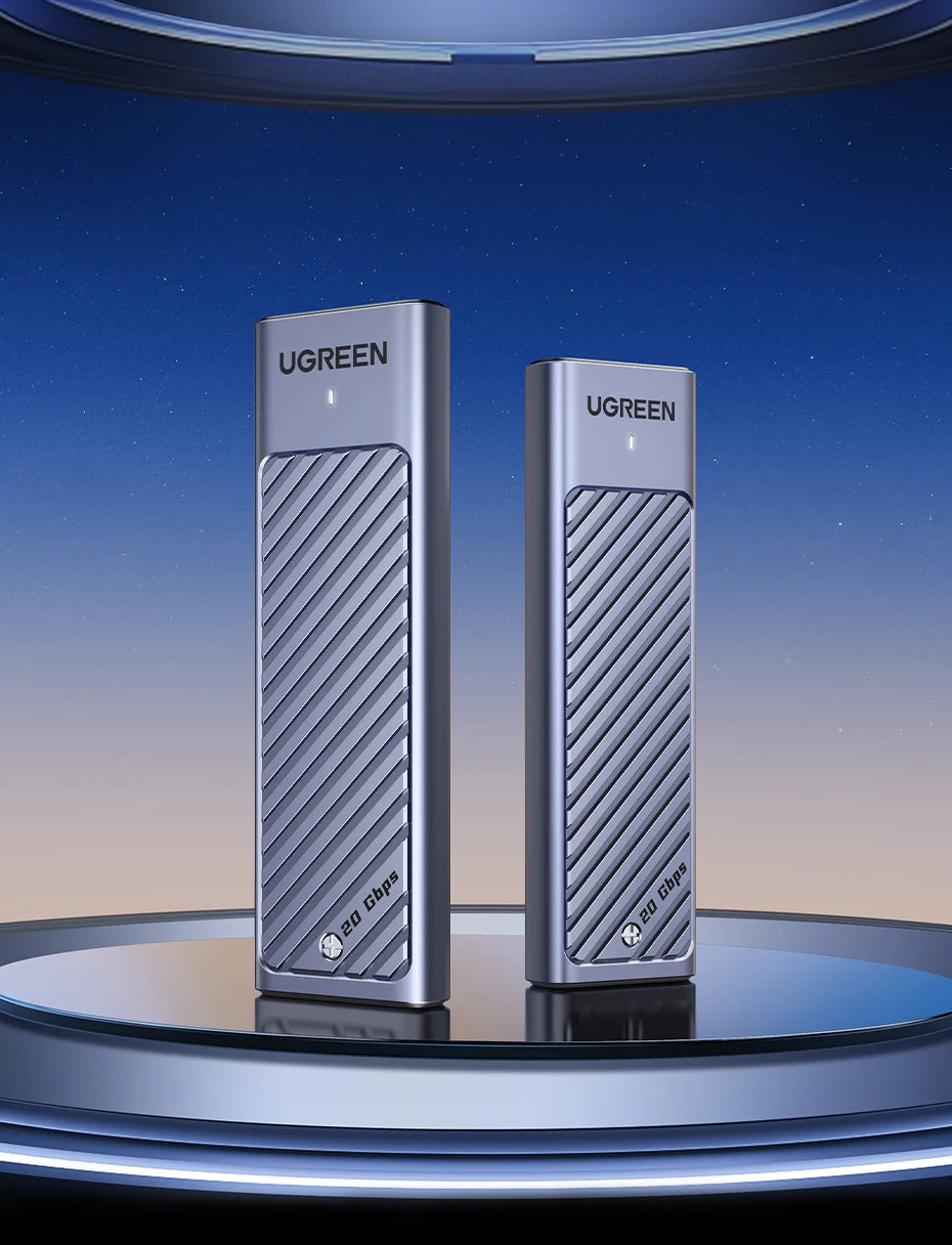 UGREEN M.2 SSD Enclosure – 20Gbps USB 3.2 Gen2 Type-C Adapter for NVMe & SATA SSD (M & B+M Key)