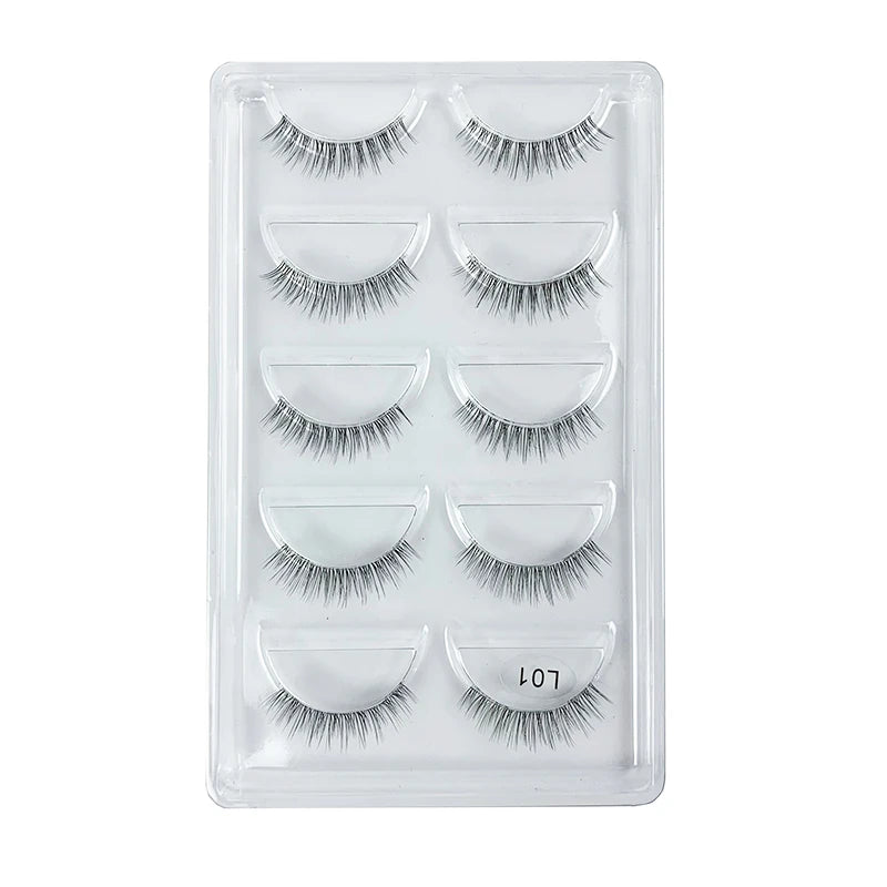 5 Pairs Manga Style Cosplay False Eyelashes – Soft Natural Short Mink Strip Lashes with Clear Band
