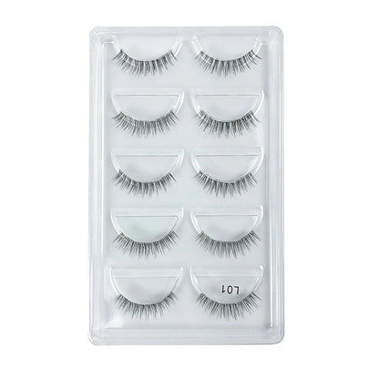 5 Pairs Manga Style Cosplay False Eyelashes – Soft Natural Short Mink Strip Lashes with Clear Band