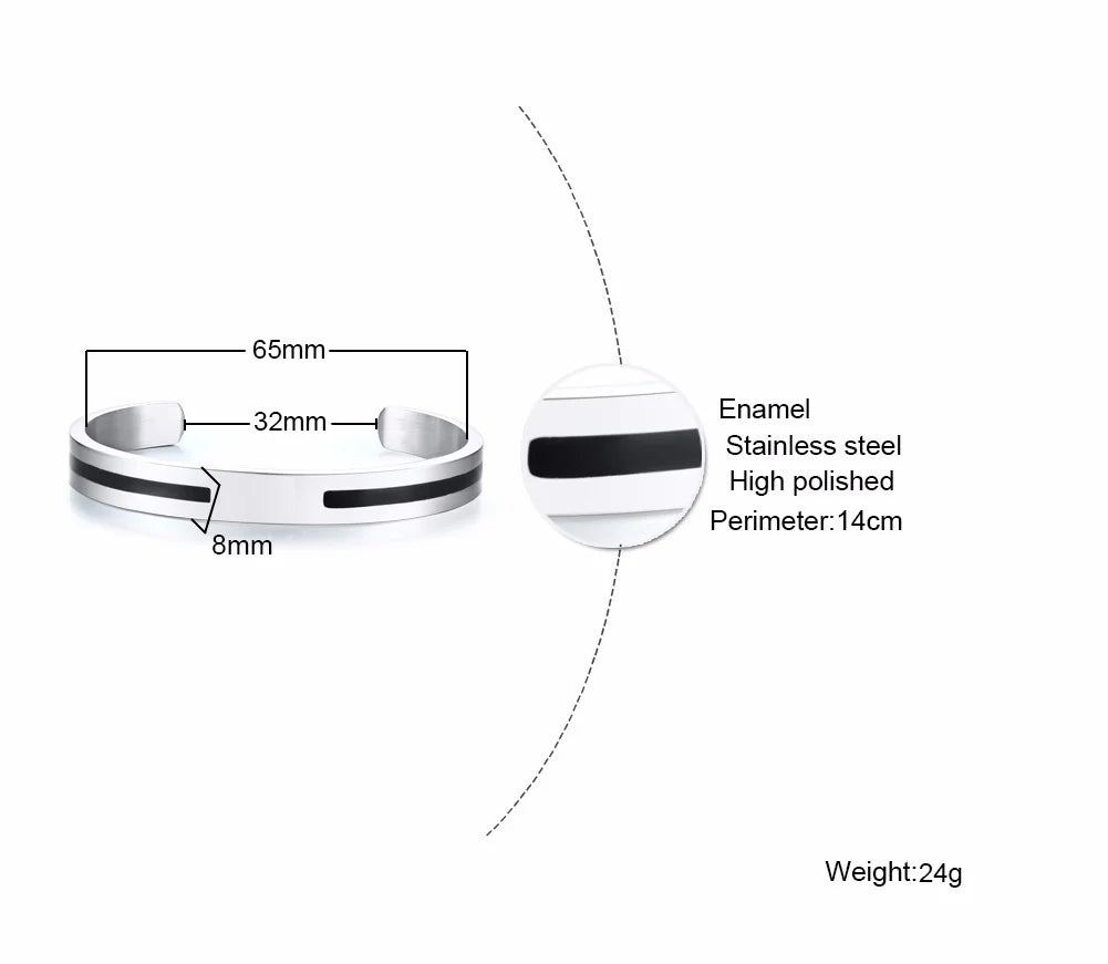 Men's Enamel Bangle - Viking Logo Cuff Bracelet, Stainless Steel Minimalist Bangle for Gentlemen
