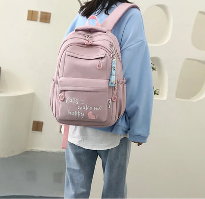 Teen Girls School Backpack | Pink Waterproof Bag for Primary & Middle School Students