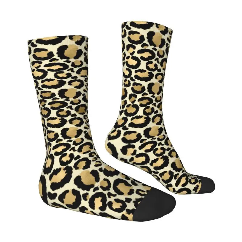 Custom Funny Leopard Print Socks – 3D Animal Cheetah Pattern Warm Sports Socks for Men & Women