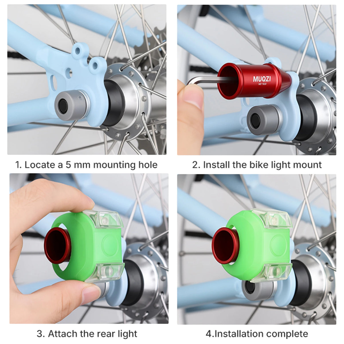 Bicycle Headlight Bracket with M5 Bolt - Aluminum Alloy Bike Light Mount Holder for Cycling