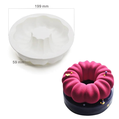 Round Corrugated Big Flower Silicone Mousse Cake Mold – Taiji French Dessert Baking & Chocolate Pudding Tool