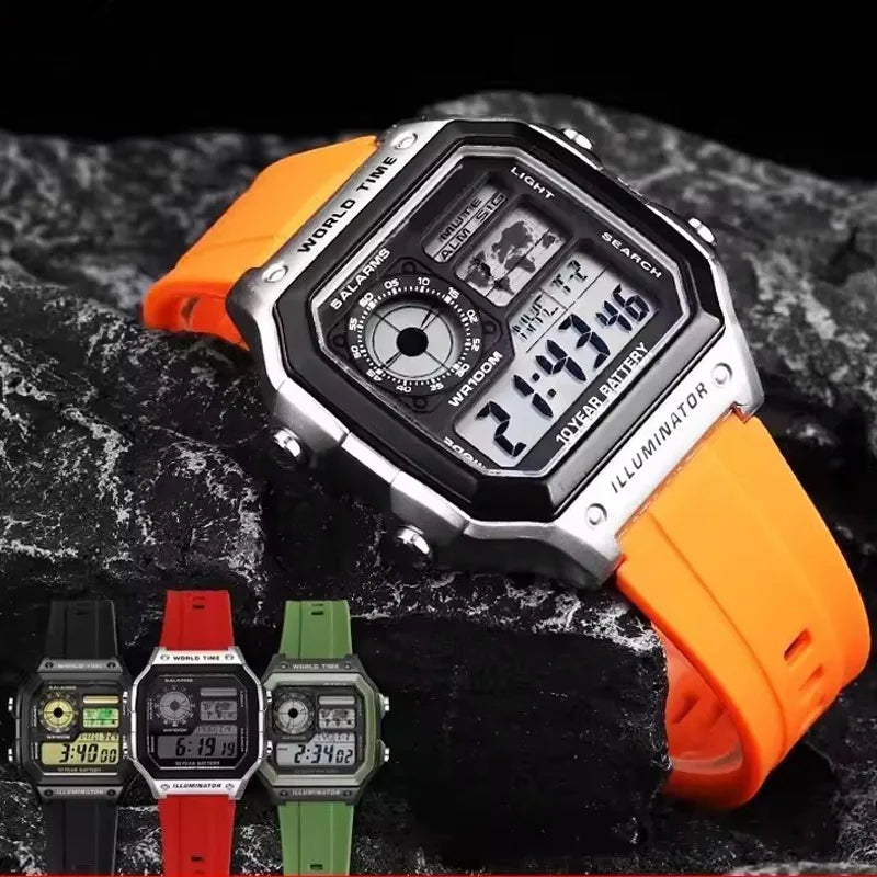 Rubber Silicone Watch Strap for Casio AE-1200, AE-1300, A158, A168W, F-91W & GW400 Series - Replacement Sport Watchband