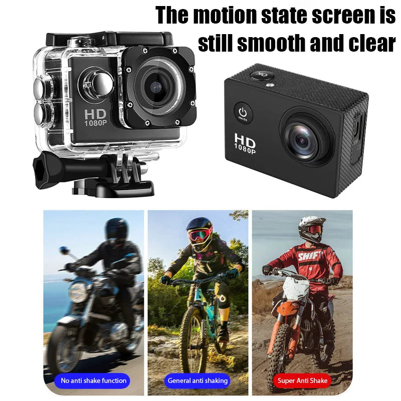 4K Action Camera for Outdoor Sports — 3MP, 900mAh, Waterproof Underwater Case, 2.0" Video Recording