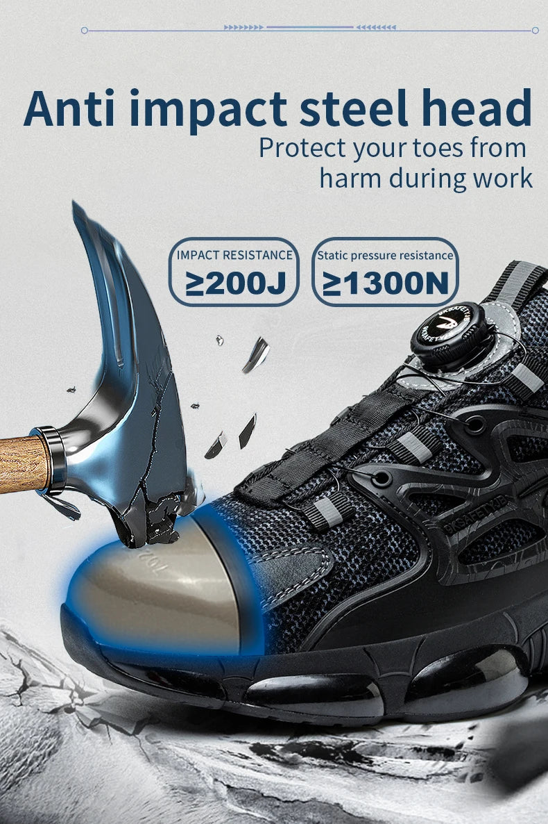 Steel Toe Men’s Work Boots – Lightweight Indestructible Safety Shoes, Anti-Smash & Anti-Puncture Sneakers