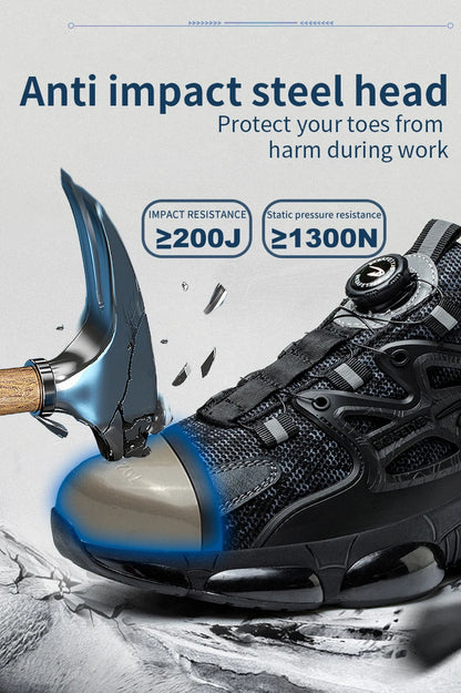 Steel Toe Men’s Work Boots – Lightweight Indestructible Safety Shoes, Anti-Smash & Anti-Puncture Sneakers