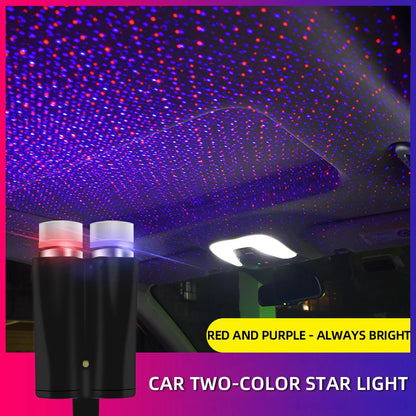 Car Interior USB LED Star Roof Light — Starry Galaxy Atmosphere Projector for Night, Party & Decoration