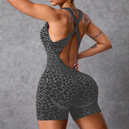 Women’s One-Piece Pad Jumpsuit Yoga Set – Flared Scrunch Workout Pants & Trendy Activewear XP10