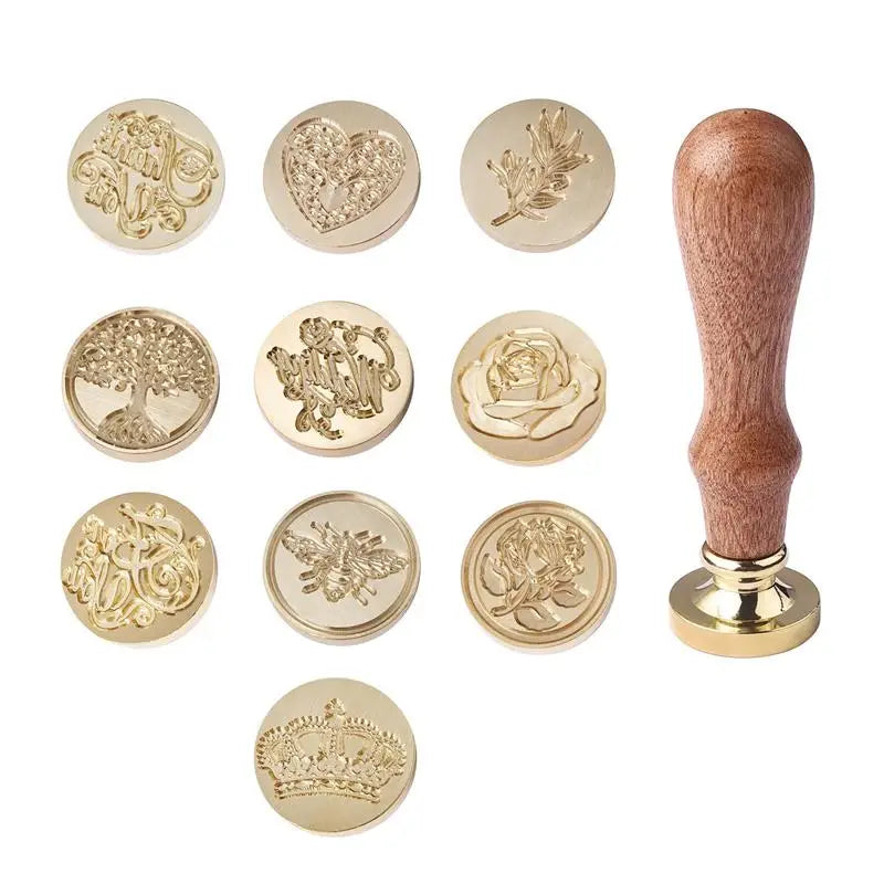 Vintage Copper Wax Seal Stamp – Curlicue Rose for DIY Scrapbooking, Invitations & Envelopes