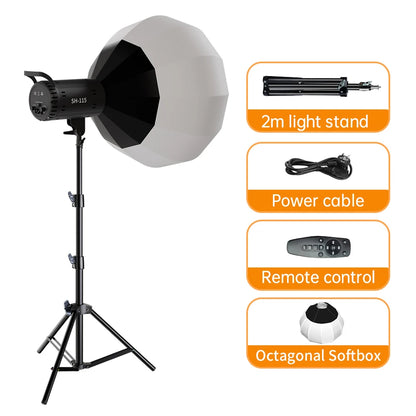 115/135W Bowens LED Photography Studio Light - 220V Daylight-Balanced Video Lamp, 3000–6000K, 3 Colors for Portraits & Studio Shooting