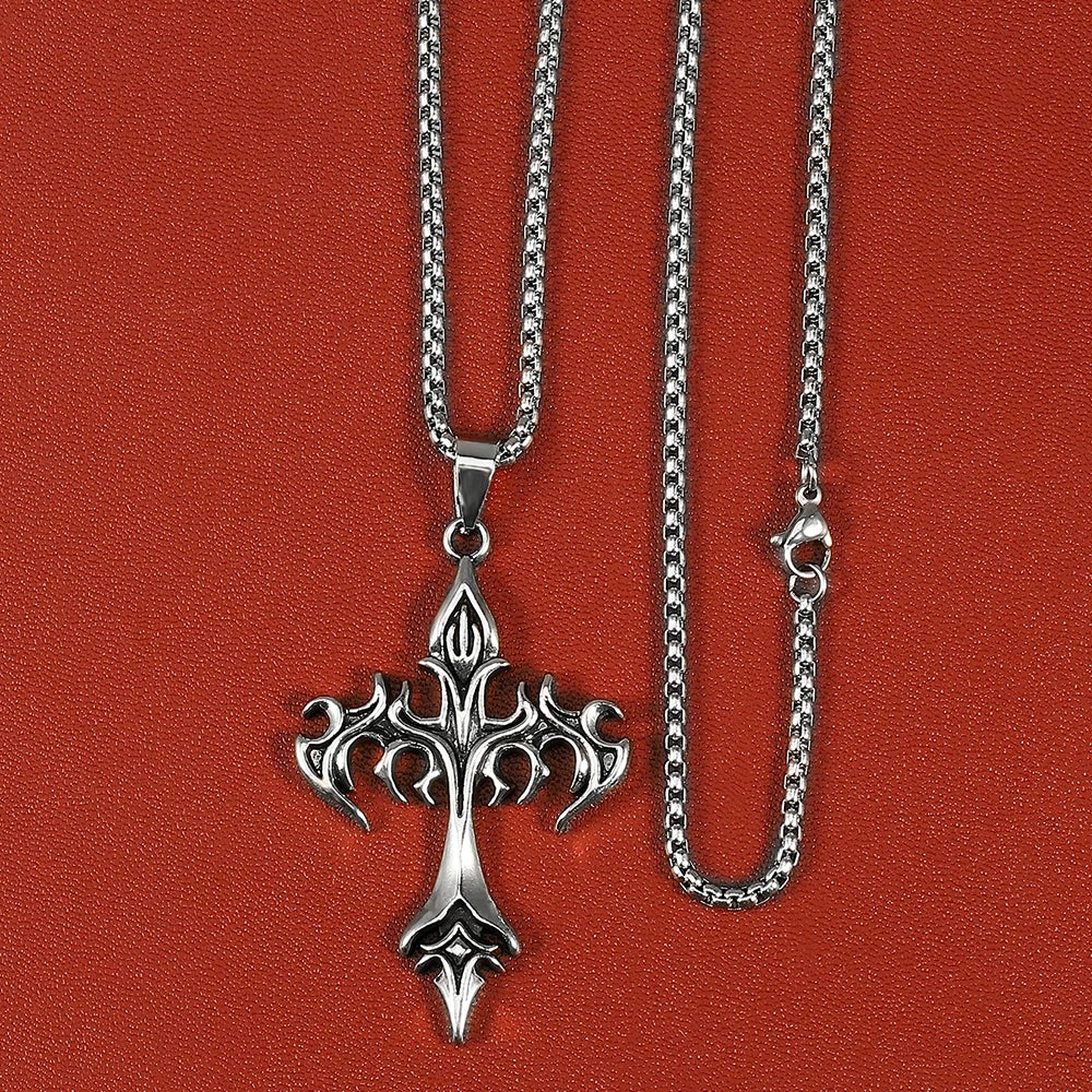 High-Quality Titanium Steel Cross Necklace – Non-Fading Hip-Hop Pendant Chain for Men & Women, Trendy Fashion Gift Jewelry