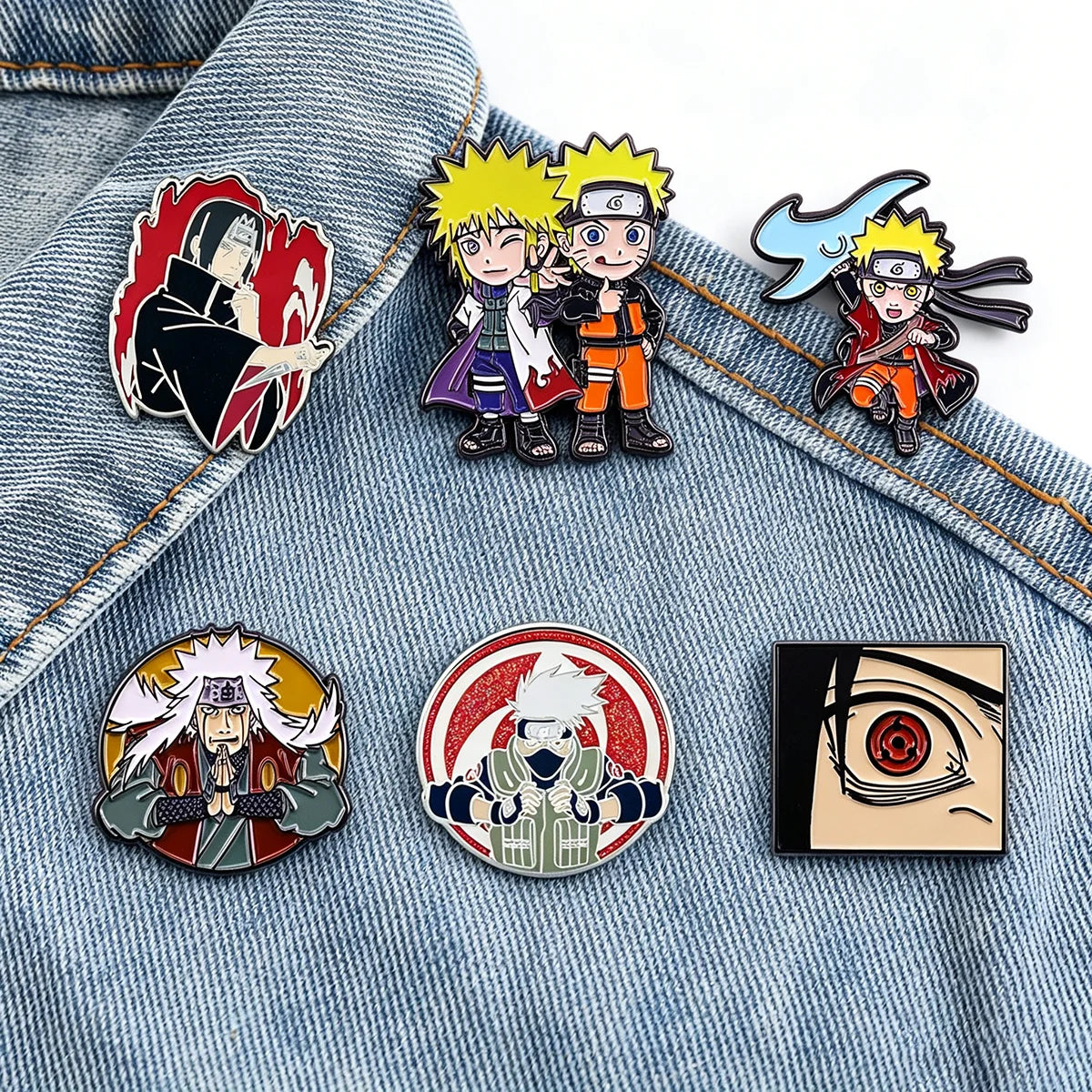6PCS Anime Character Enamel Pins - Itachi, Kakashi and Jiraiya Metal Lapel Badges for Cosplay and Fan Collectibles