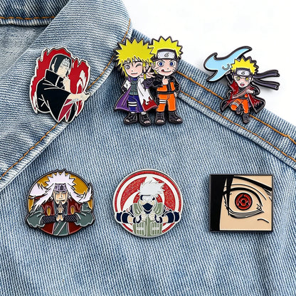 6PCS Anime Character Enamel Pins - Itachi, Kakashi and Jiraiya Metal Lapel Badges for Cosplay and Fan Collectibles