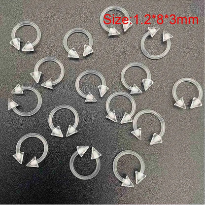 10/60PCS Clear Acrylic Body Jewelry – Transparent Lip, Ear, Nose, Tongue, Eyebrow & Belly Rings