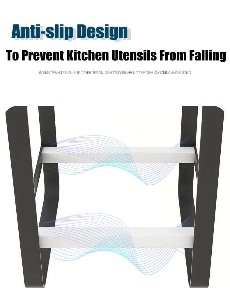 Kitchen Storage Rack - Metal Shelf Organizer for Pot Lids, Cooking Plates, Soup Spoons, and Dish Racks - Essential Kitchen Accessories