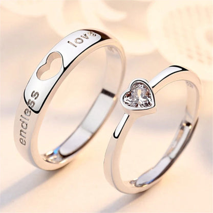 New Silver Couple Rings - Sun & Moon Adjustable Open Ring for Men & Women, Wedding & Fashion Jewelry Gift