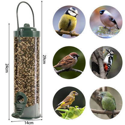 Hanging Bird Seed Feeder - PVC Tube Wild Bird Feeder for Garden, Paddock & Outdoor Pet Supplies