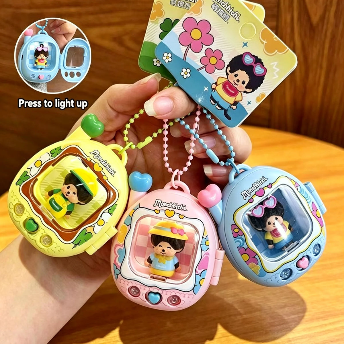 Cute Monchhichi Glow-in-the-Dark Keychain – Mini Night Light Bag Charm, Backpack Decoration & Gift