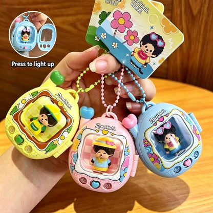 Cute Monchhichi Glow-in-the-Dark Keychain – Mini Night Light Bag Charm, Backpack Decoration & Gift
