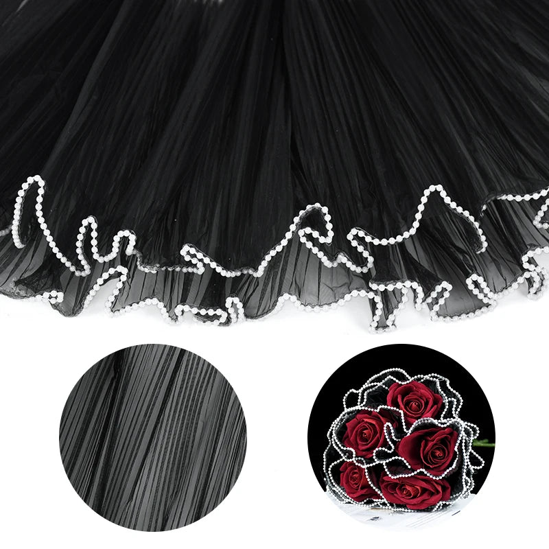 Tulip & Rose Pearl Mesh Tulle Roll — Flower Bouquet, Bobo Balloon, Birthday, Wedding & Anniversary Gift Wrapping