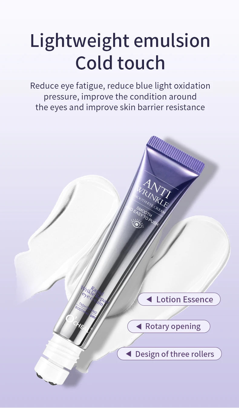 O'CHEAL Anti-Wrinkle Eye Cream Roller – Dark Circle & Puffiness Reducer with Hyaluronic Acid for Anti-Aging Skin Care