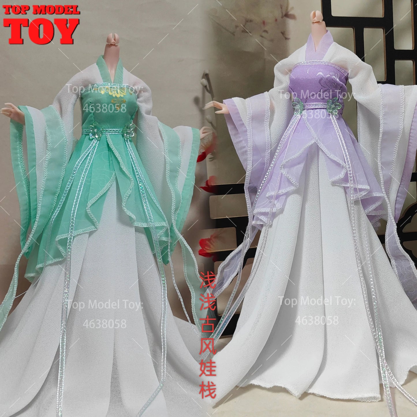 30cm 1/6 Doll Clothes – Style Printed Hanfu Outfit for 12" Female Action Figure Toy