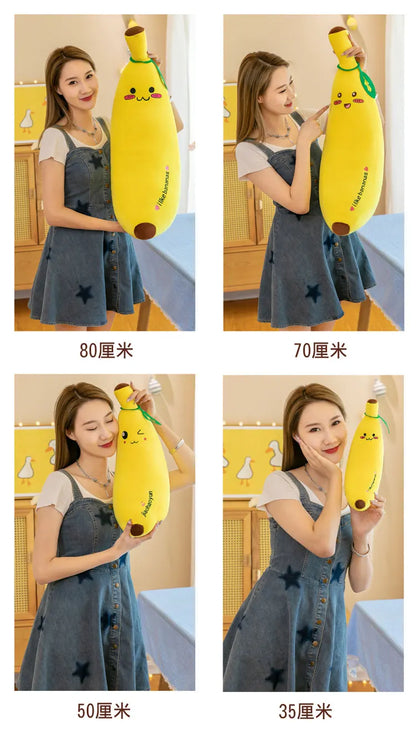 Banana Long Throw Pillow – Cute Super Soft Plush Leg Hug Doll for Bed, Perfect Girl Plush Toy