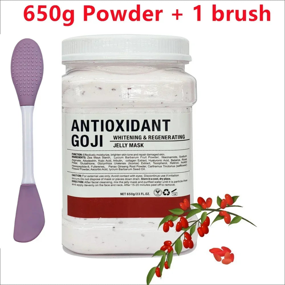 650g Chamomile Hyaluronic Acid Facial Moisturizing Mask Powder with Silicone Brush, Rose Jelly Mask for Skin Elasticity