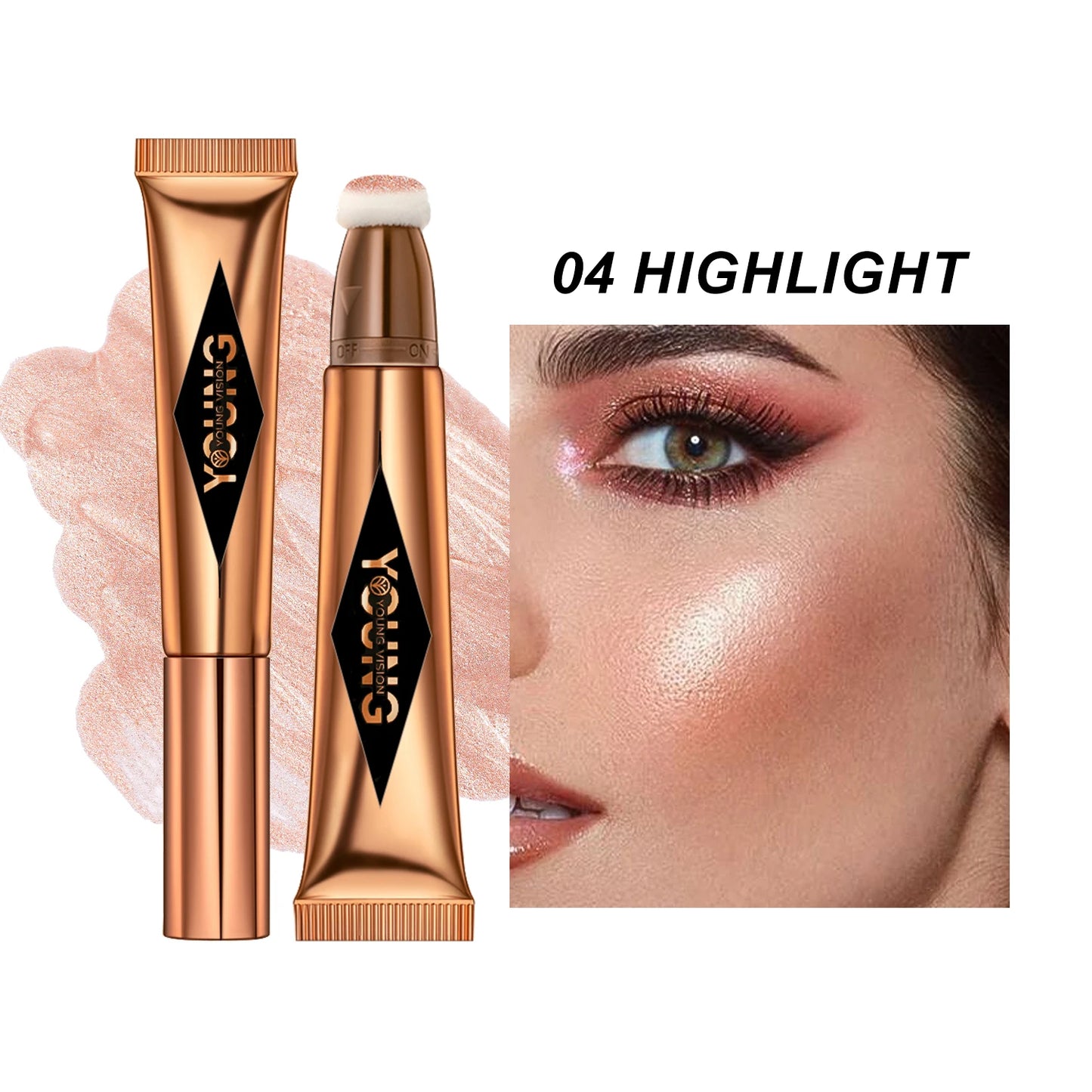 YOUNG VISION Air Cushion Powder Blusher - High Gloss Stick Rouge Makeup Liquid, 6 Color Options