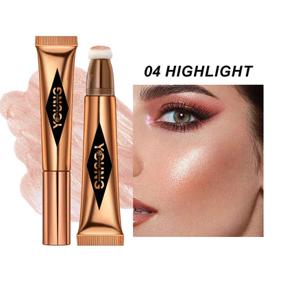 YOUNG VISION Air Cushion Powder Blusher - High Gloss Stick Rouge Makeup Liquid, 6 Color Options