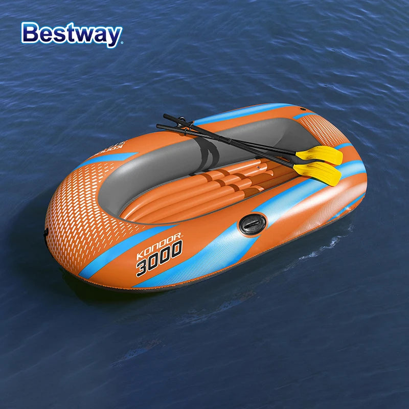 Bestway 61136/61140/61142/61146 Heavy-Duty Inflatable Kayak – 1-3 Person PVC Rafting Boat for Adventure & Thrilling Rides