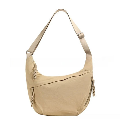 Women’s Casual Canvas Crossbody Bag – Large Capacity Lightweight  Hobo Shoulder Bag Solid Color Dumpling Bag
