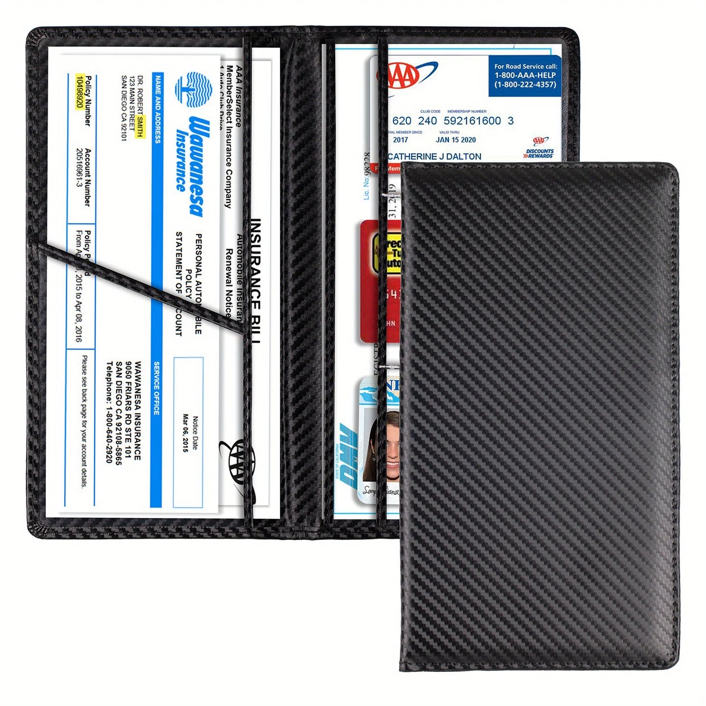 Men's Card Holder, Car Registration Vehicle License Insurance Card Holder Wallet