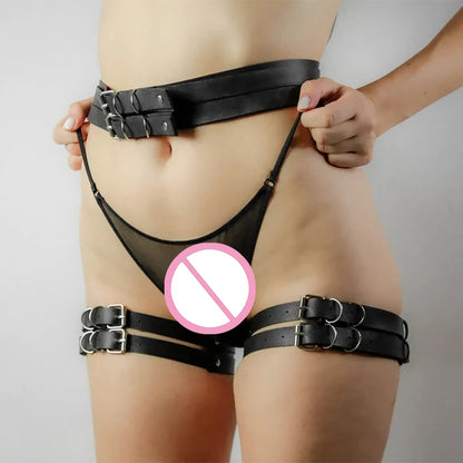 Gothic Leather Thigh Garter Harness – Adjustable Women's Leg Straps for Alternative Fashion & Lingerie Accessories