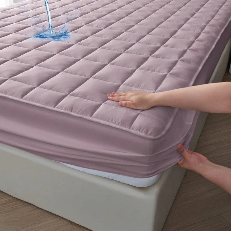 Quilted Waterproof Mattress Protector - Breathable Deep-Fitted Mattress Pad with Anti-Slip & Washable Cover