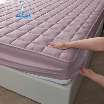 Quilted Waterproof Mattress Protector - Breathable Deep-Fitted Mattress Pad with Anti-Slip & Washable Cover