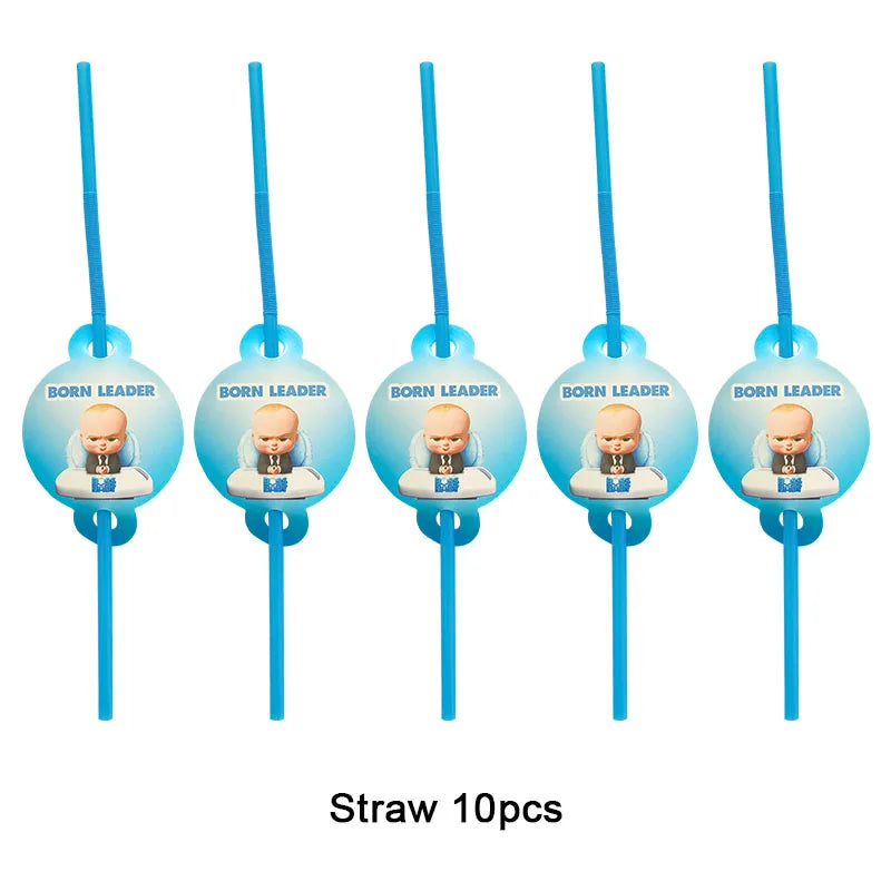 Cartoon Boss Baby Birthday Party Set - Disposable Tableware, Backdrop & Balloons for Kids Baby Shower Decor